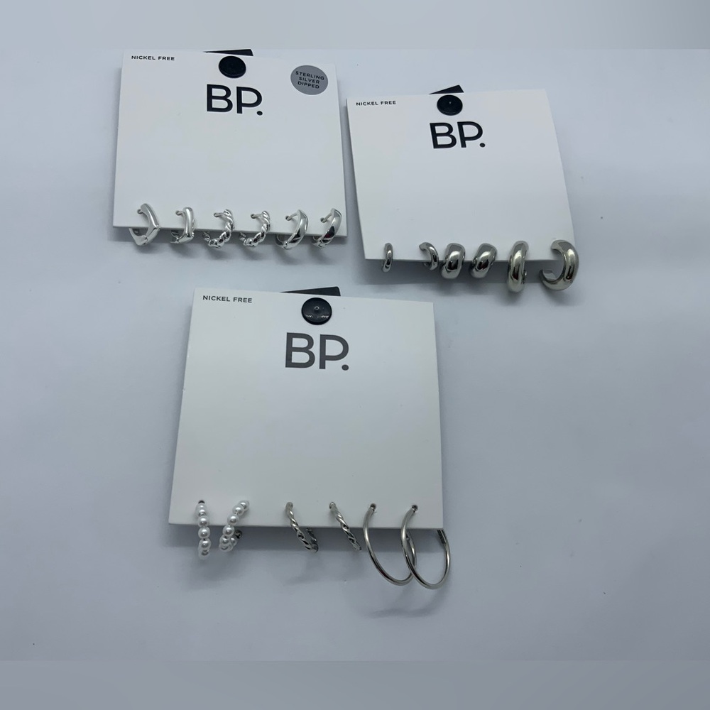 BP. Silver Hoop Earring Set of 9